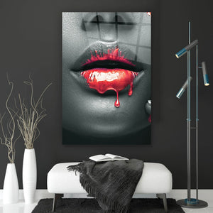 Acrylglasbild Rote sinnliche Lippen Hochformat