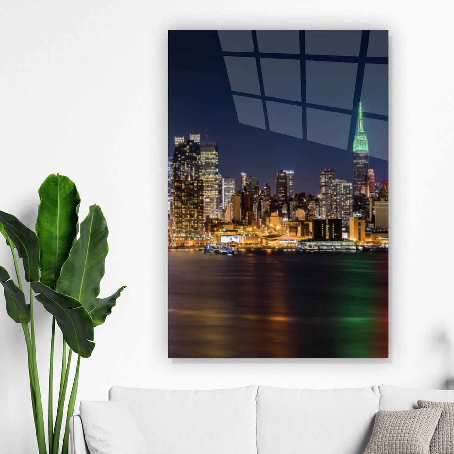 Acrylglasbild Skyline bei Nacht Hochformat