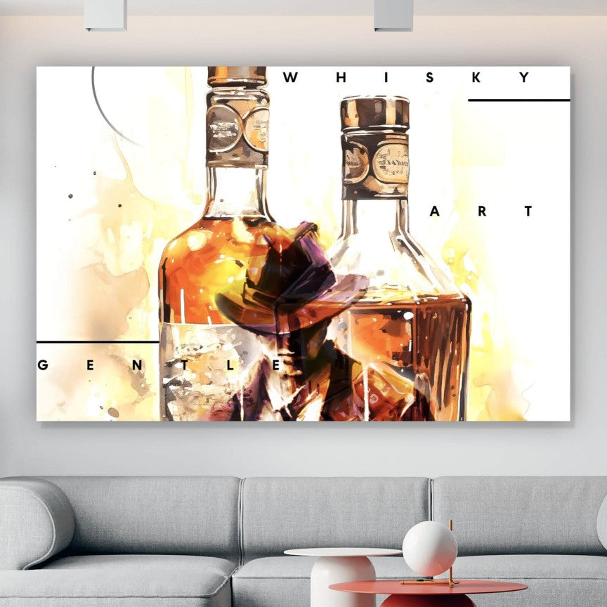 Leinwandbild Abstrakte Whisky Flaschen Querformat