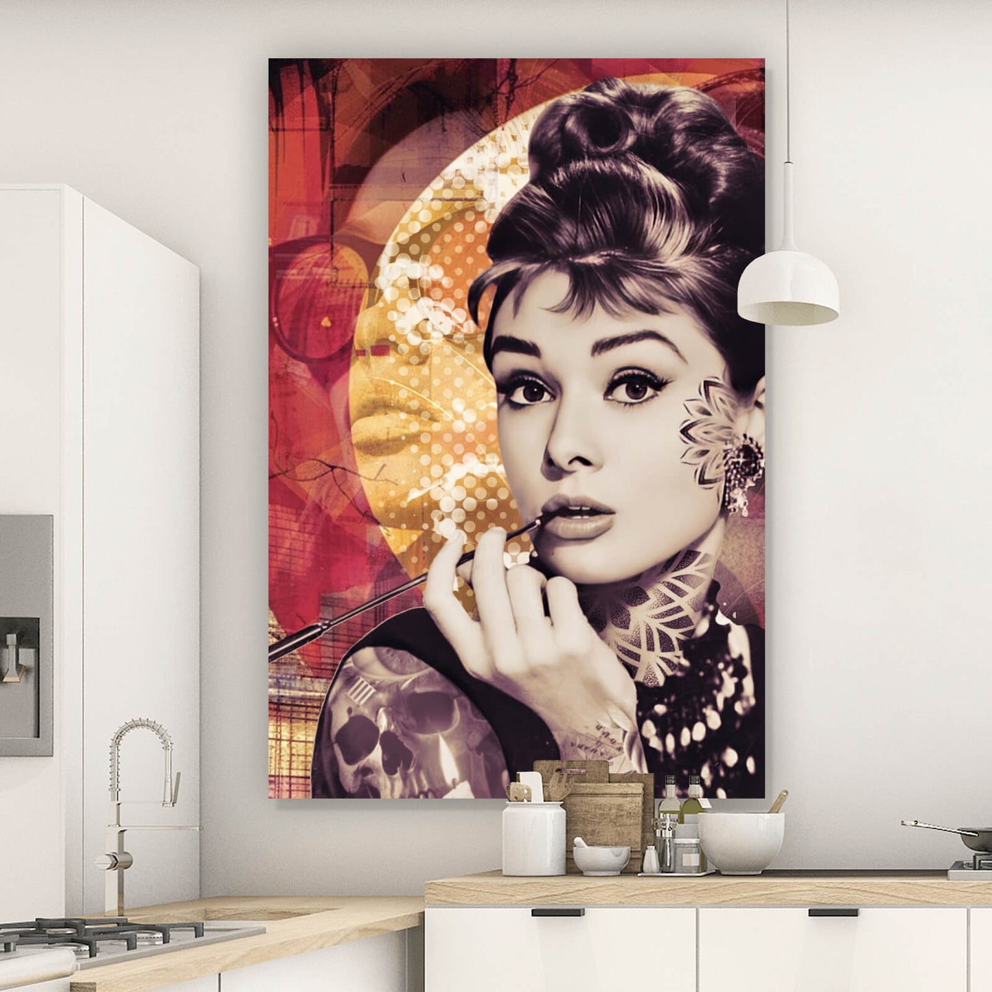 Leinwandbild Audrey Hepburn Portrait Vintage Hochformat