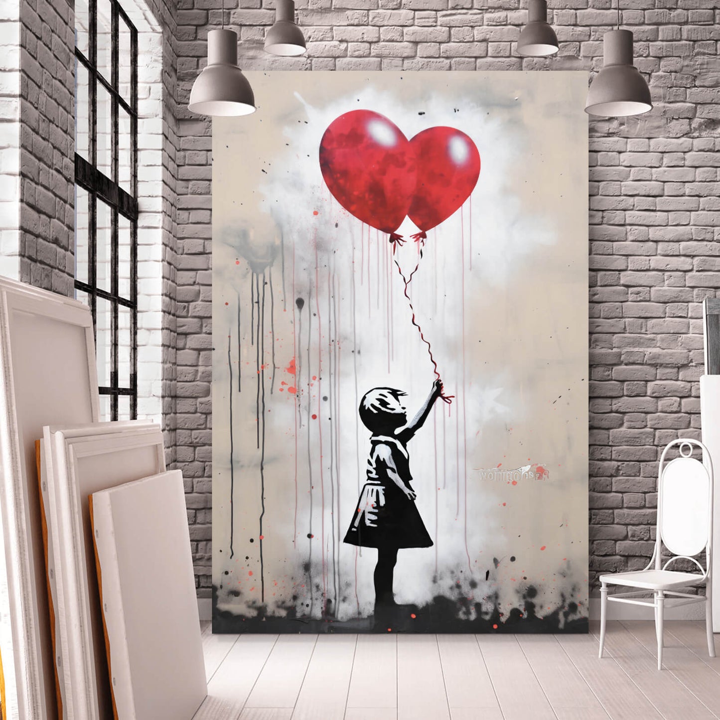 Leinwandbild Banksy Mädchen mit Luftballon Hochformat