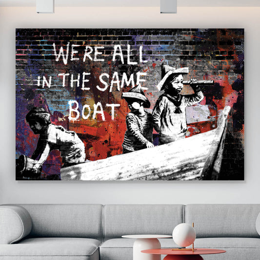 Leinwandbild Banksy same Boat Querformat