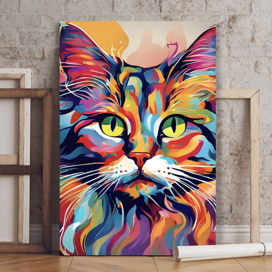 Leinwandbild bunte Katze Pop Art Hochformat