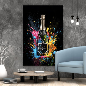 Leinwandbild Champagner Flasche Hochformat
