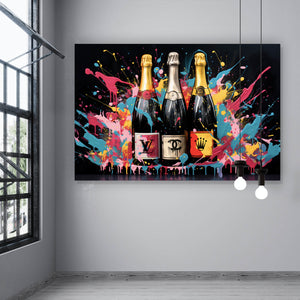 Leinwandbild Champagner Flaschen Nobel Querformat