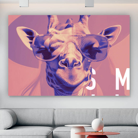 Leinwandbild Cooles Giraffen Portrait Digital Art Querformat