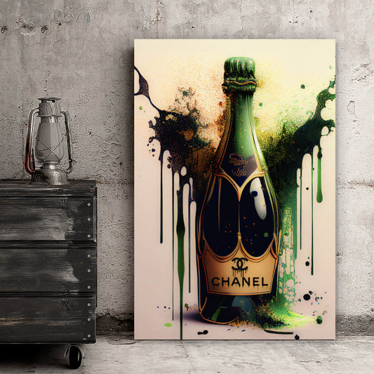 Leinwandbild Designer Champagnerflasche Hochformat