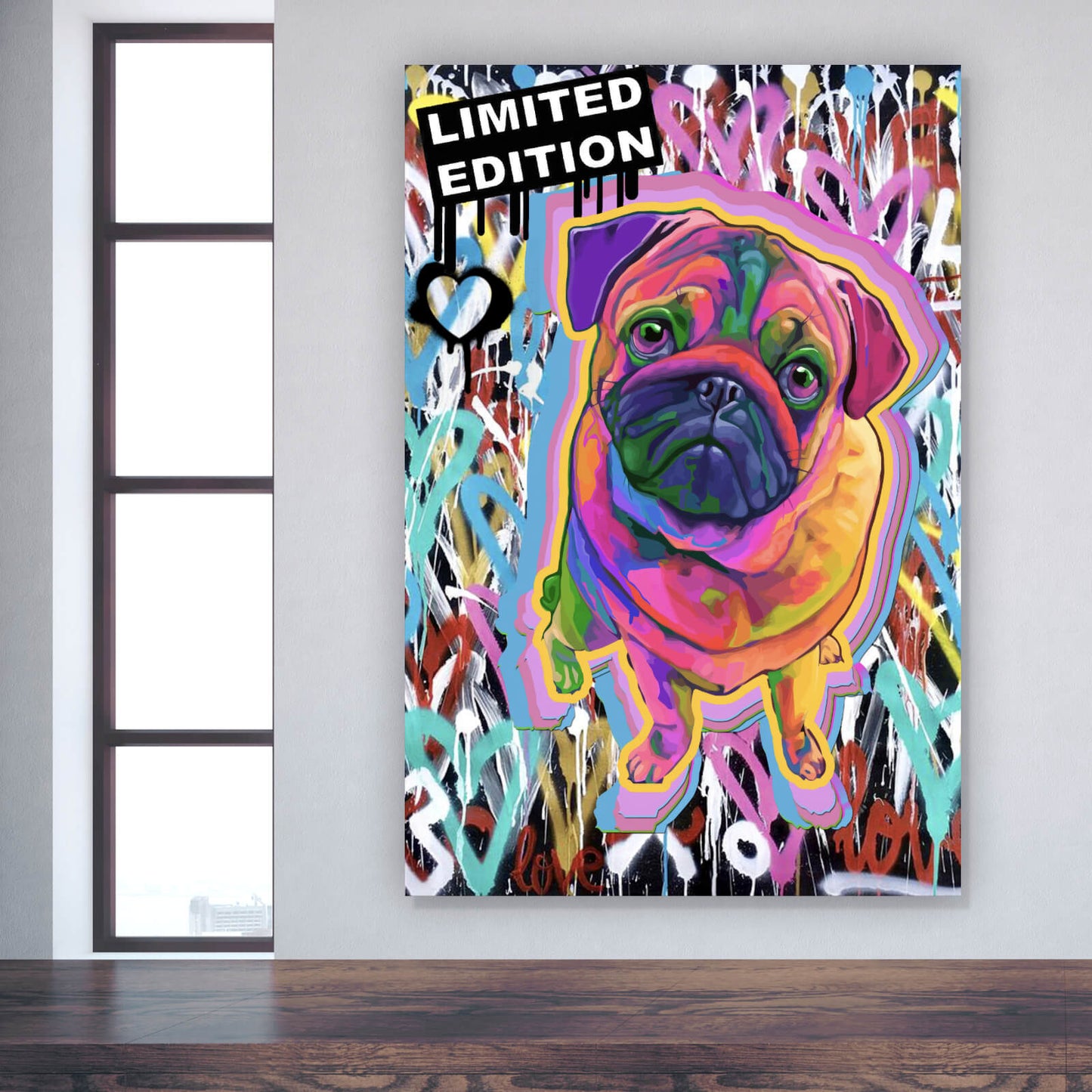 Leinwandbild Dogge Pop Art Hochformat