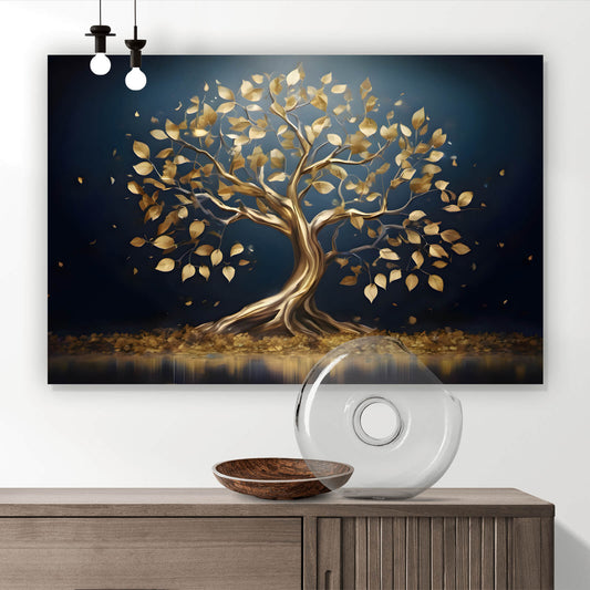 Leinwandbild Edler Baum aus Gold Querformat