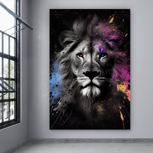 Leinwandbild Löwenportrait Digital Art Hochformat