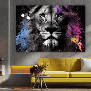 Leinwandbild Löwenportrait Digital Art Querformat