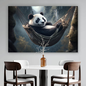 panda hängematte Leinwandbild Pandabär in einer Hängematte Hochformat – Picoria