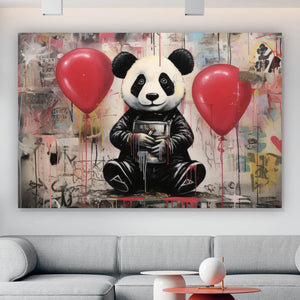 Leinwandbild Pandabär mit Balloons Querformat