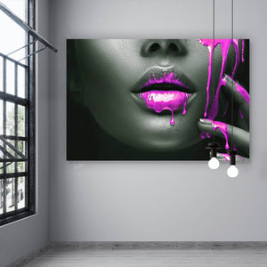 Leinwandbild Pinke sinnliche Lippen Querformat