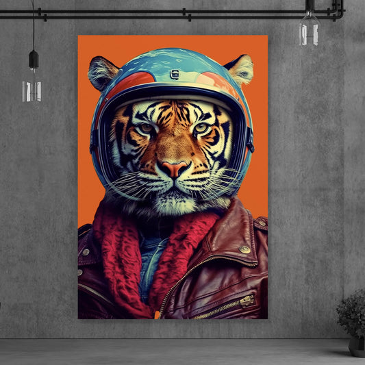 Leinwandbild Tiger Portrait Digital Art Hochformat