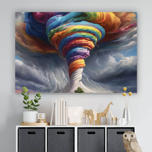Leinwandbild Tornado in Regenbogenfarben Querformat