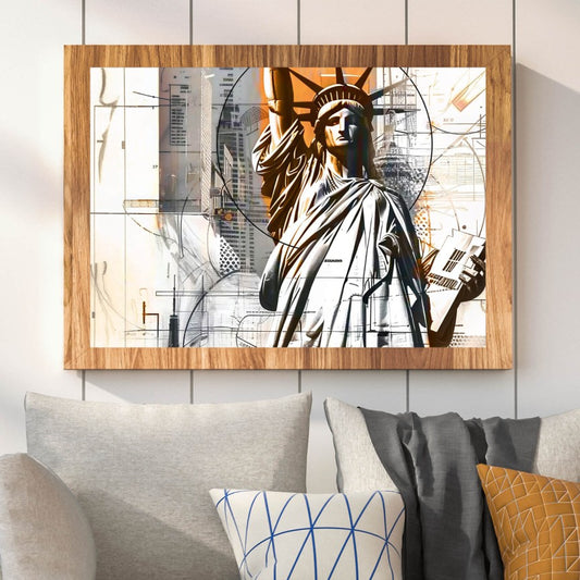Poster Abstraktes Bild der Freiheitstatue Querformat