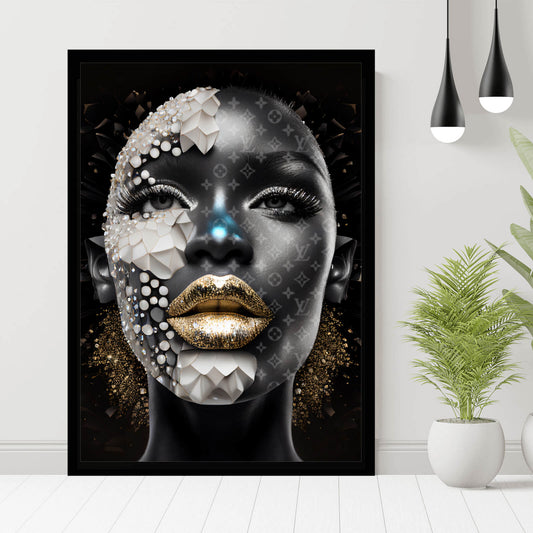 Poster Afrikanische Frau Gold Hochformat