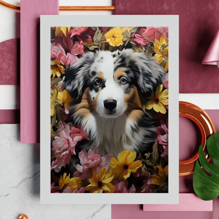 Poster Australian Shepherd Welpe Hochformat