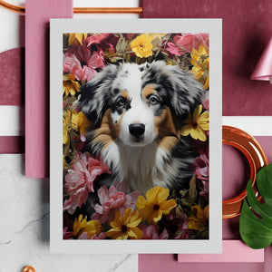 Poster Australian Shepherd Welpe Hochformat