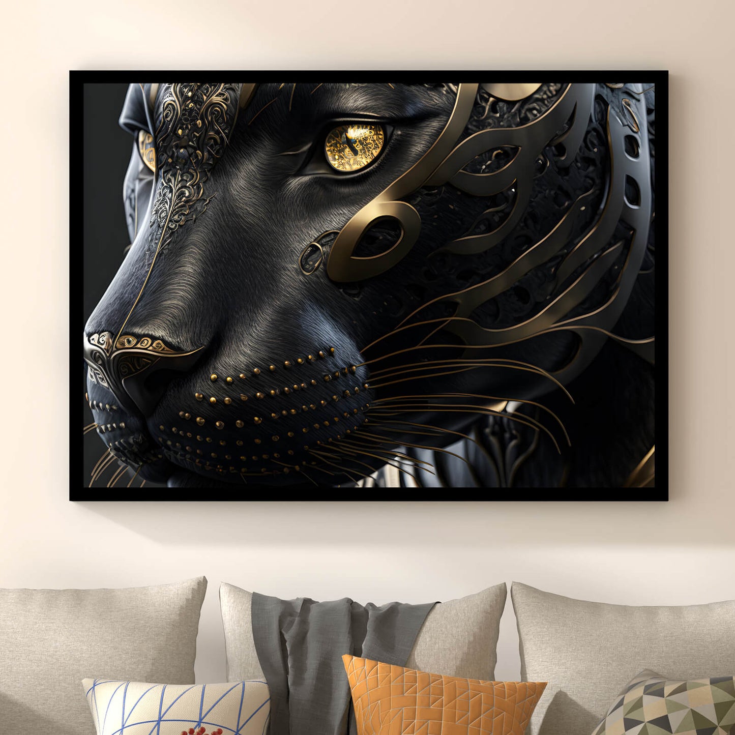Poster Black Panther mit Gold Querformat