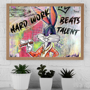 Poster Bunny Hard Work Comic Querformat