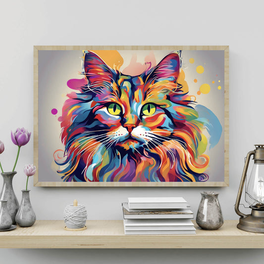 Poster bunte Pop Art Katze Querformat