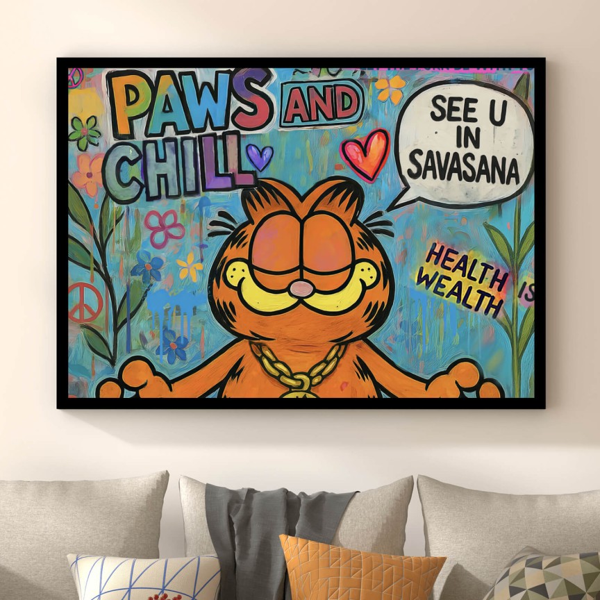Poster Comic Yoga Kater Pop Art Querformat