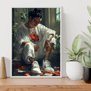 Poster Coole Kahlo mit Sneaker Hochformat