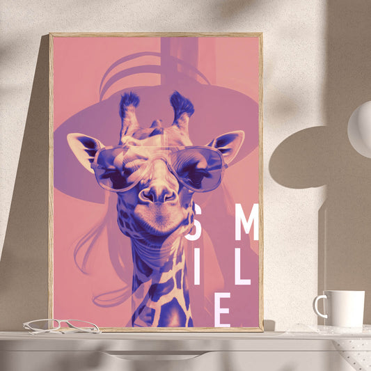 Poster Cooles Giraffen Portrait Digital Art Hochformat