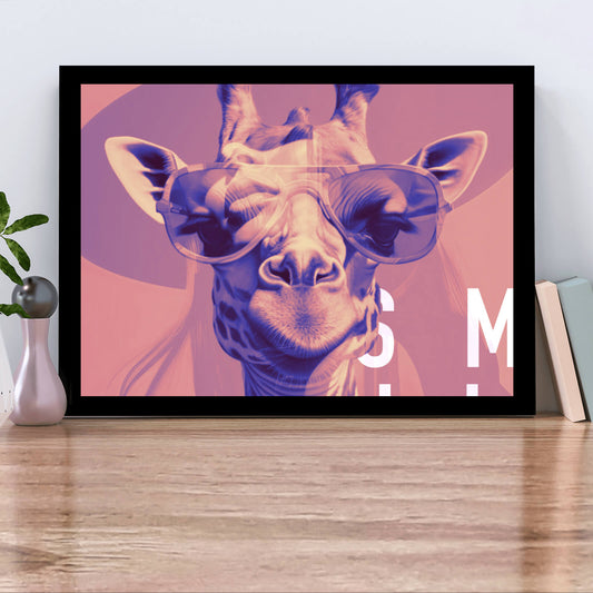 Poster Cooles Giraffen Portrait Digital Art Querformat