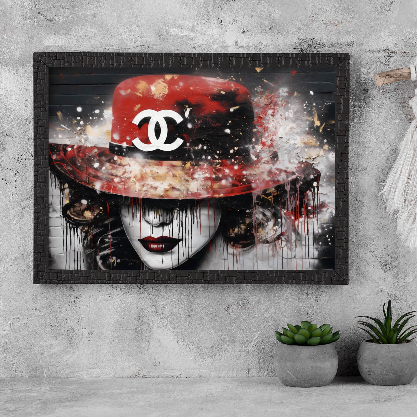 Poster Frau mit Designer Hut Querformat