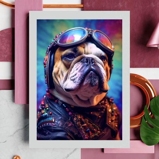 Poster Hund mit Brille Digital Art Hochformat