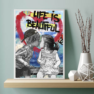 Poster Kissing Kids Pop Art Hochformat