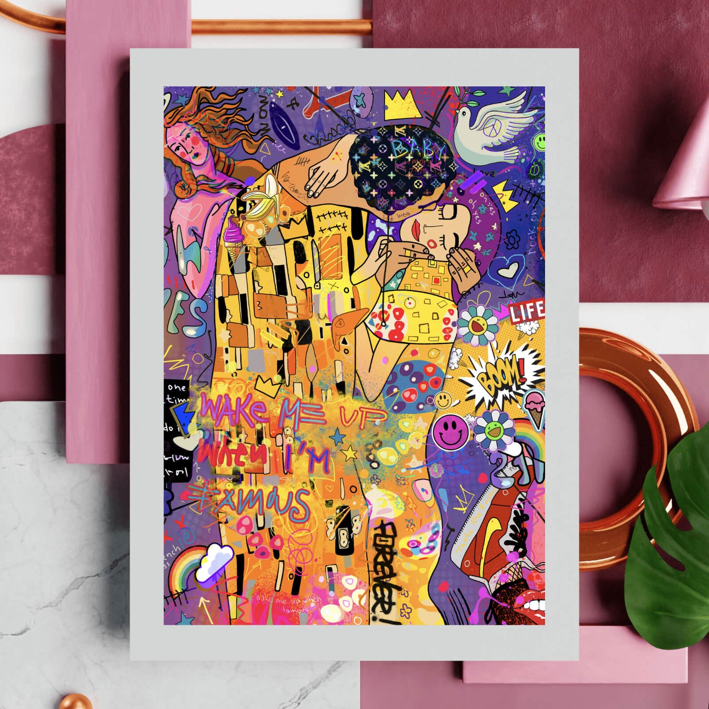 Posters Klimt Kuss Pop Art Hochformat