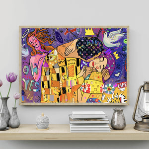 Posters Klimt Kuss Pop Art Querformat