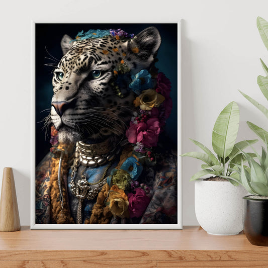 Poster Leopardenkopf Digital Art Hochformat