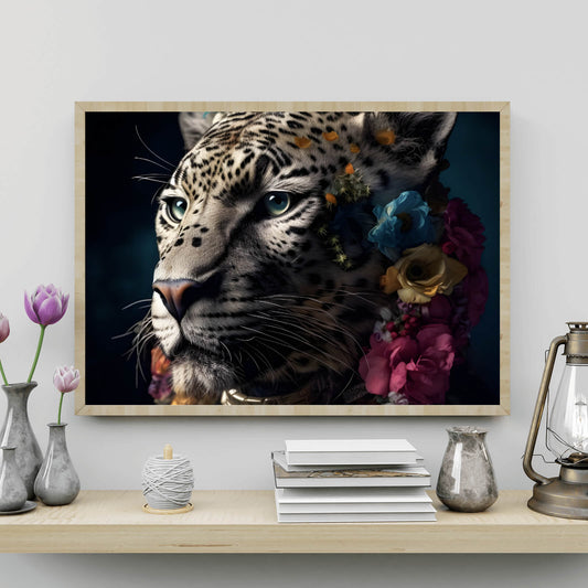 Poster Leopardenkopf Digital Art Querformat