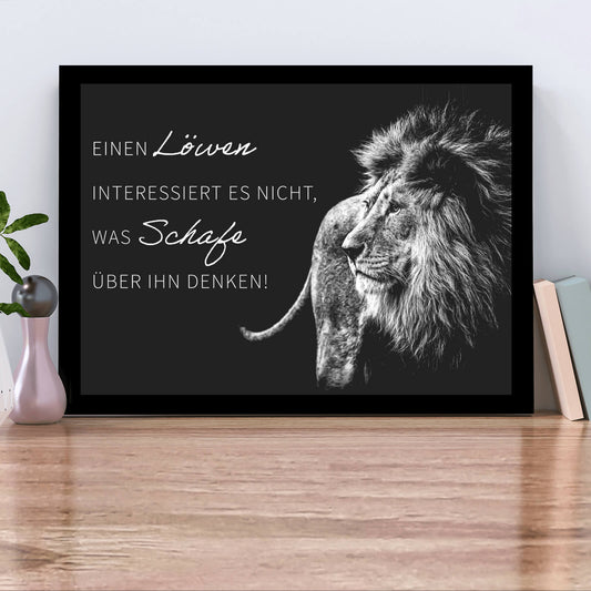 Poster Löwe mit Spruch Querformat