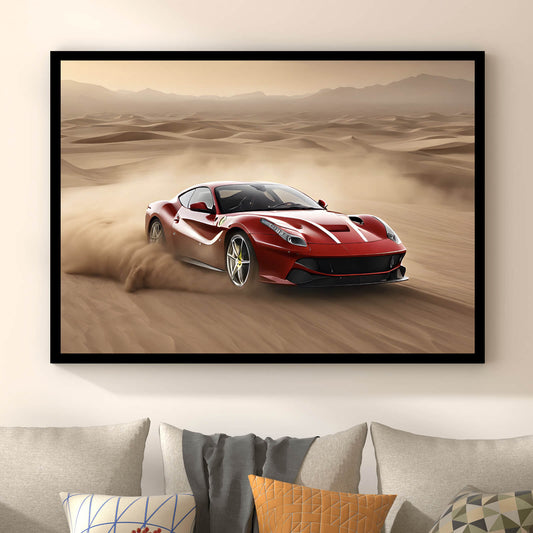Poster Luxus Sportwagen in der Wüste Querformat