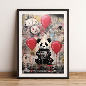 Poster Pandabär mit Balloons Hochformat