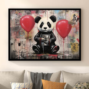 Poster Pandabär mit Balloons Querformat