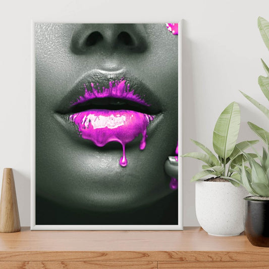 Poster Pinke sinnliche Lippen Hochformat
