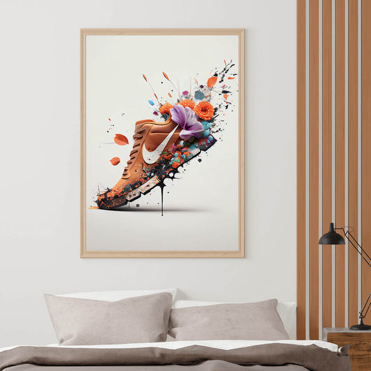 Poster Sportschuh mit Blumen Hochformat