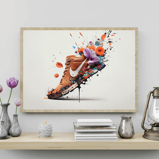 Poster Sportschuh mit Blumen Querformat