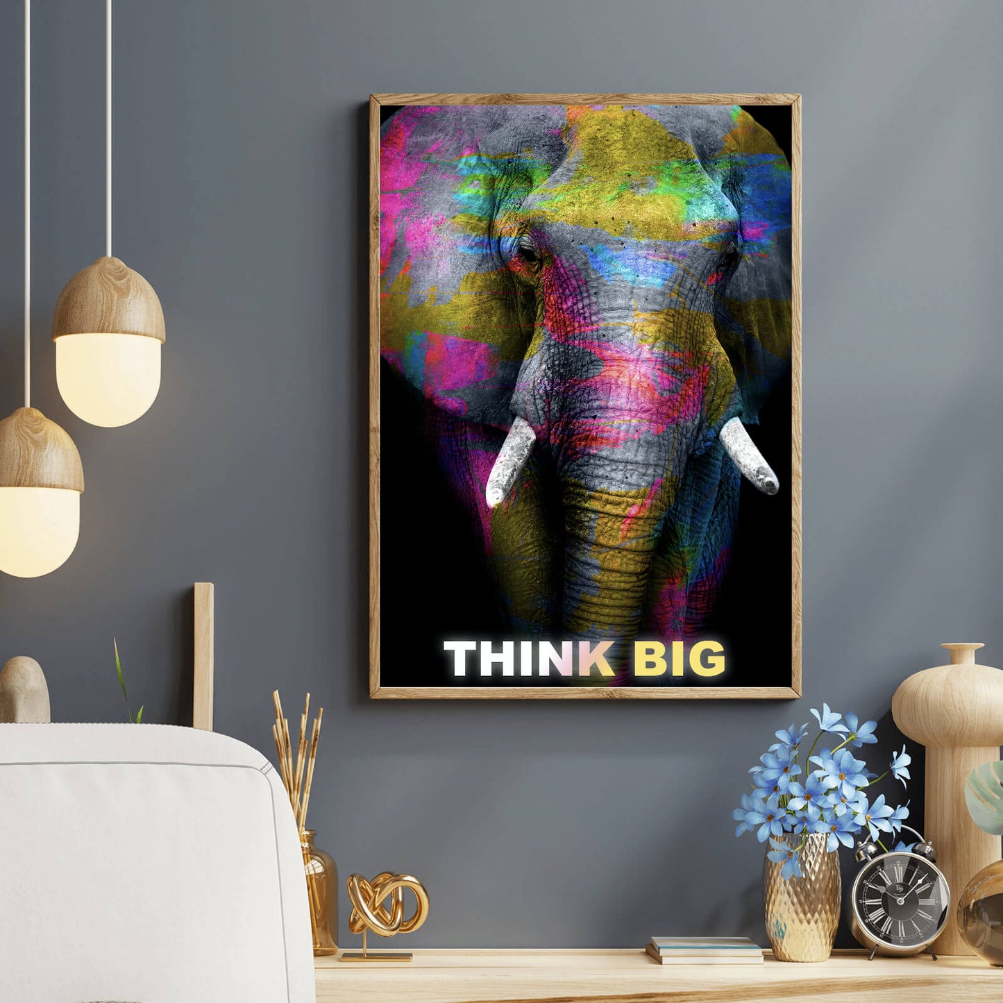 Poster Think Big Elefant Hochformat