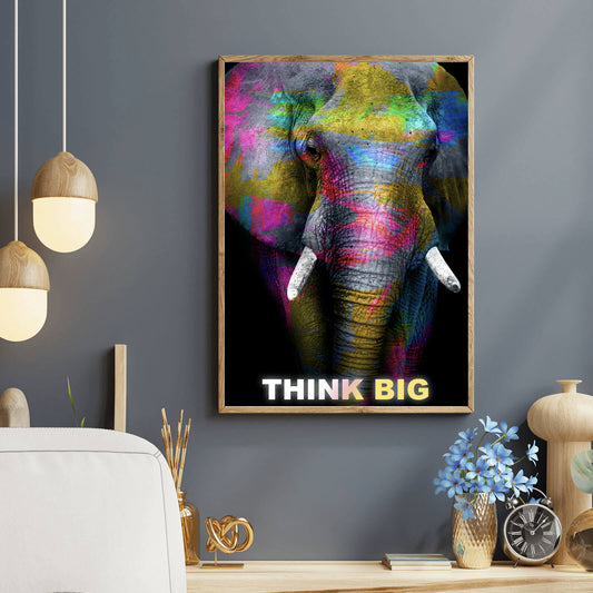 Poster Think Big Elefant Hochformat