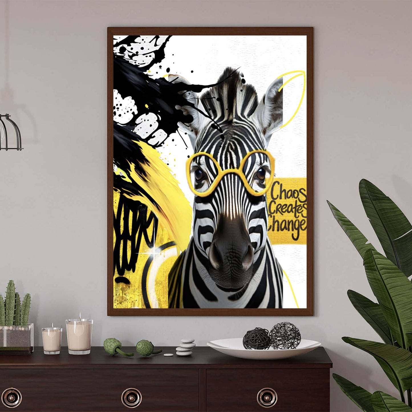 Poster Zebra mit Brille Abstrakt Hochformat