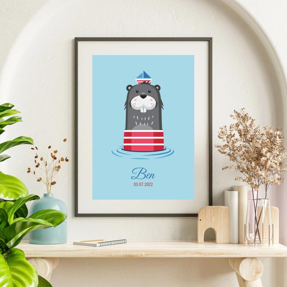 Personalisiertes Poster - Geburt Otter No. 1