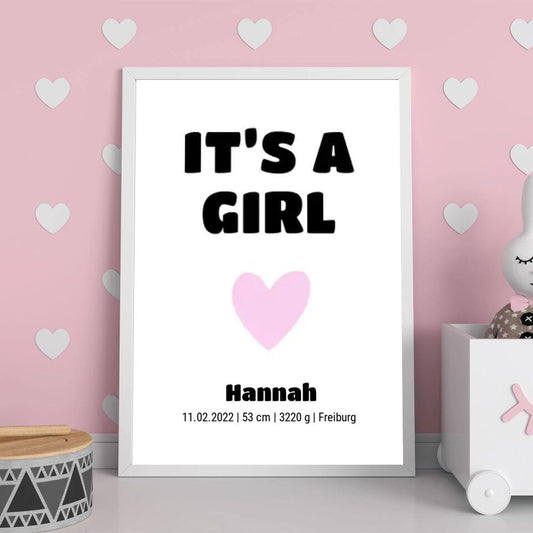 Personalisiertes Poster - Geburt It's a Girl No. 1